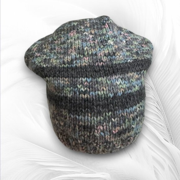 Handmade Multicolor Knit Beanie Soft Wool Blend Winter Hat Unisex - Picture 5 of 9